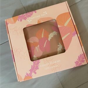 Fighting Eel Peach & Pink Anthurium Plates Set